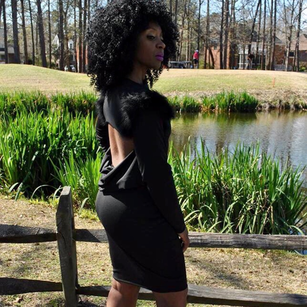 Low Back Feather Sleeve Dress